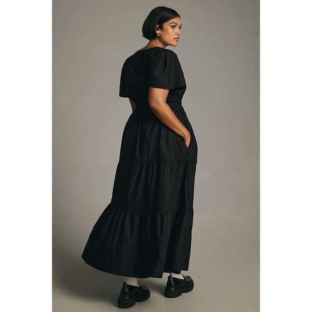Anthropologie Black Tiered Maxi Dress - Picture 2 of 14